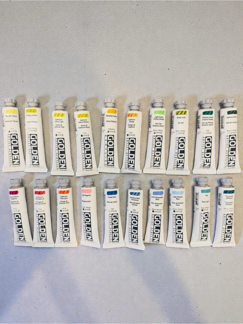 20 NEW Golden Heavy Body Acrylic Paints -20 Tubes Paint Supplies